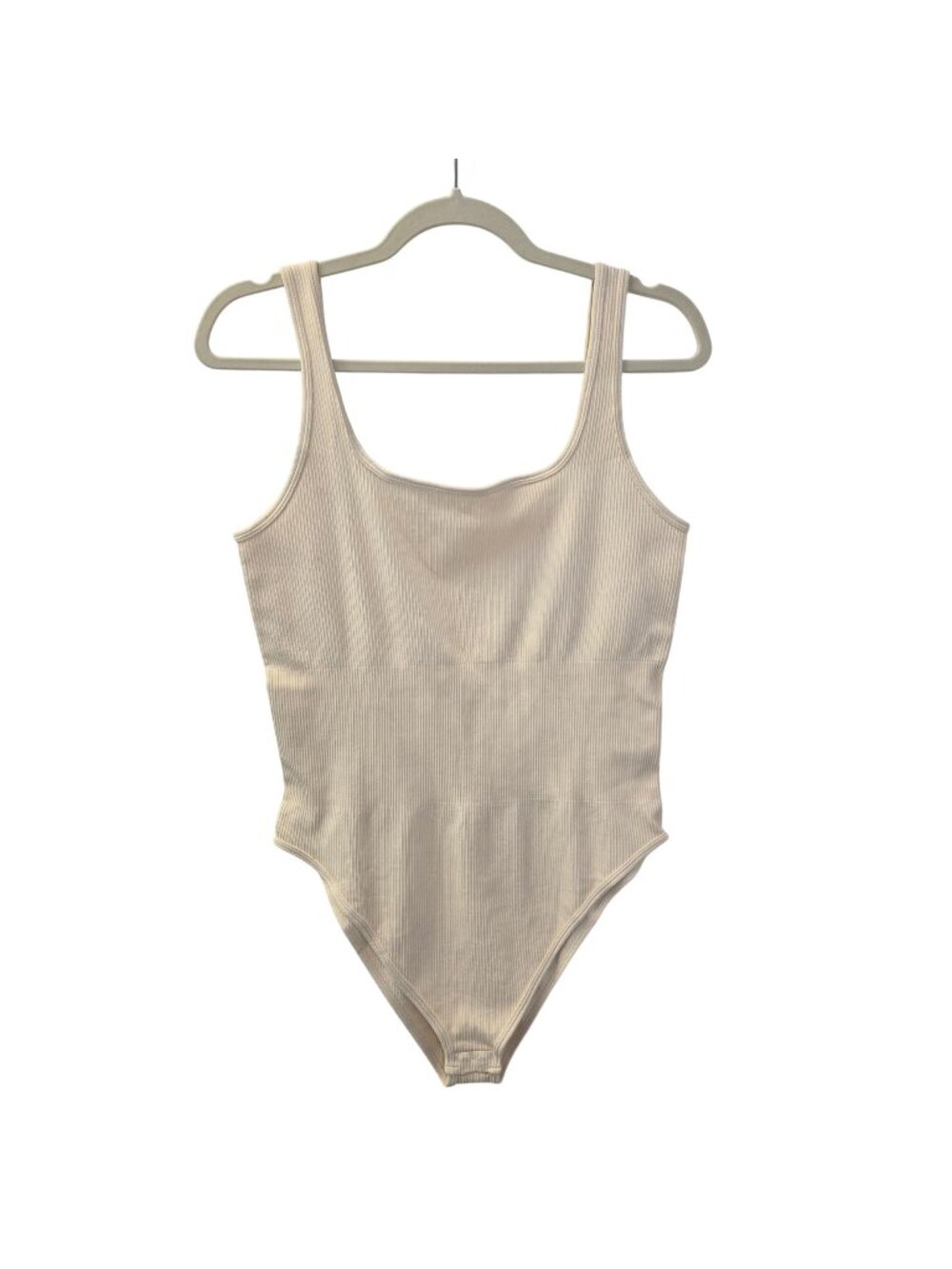 OQQ Ribbed Cream Color Bodysuit Size XXL